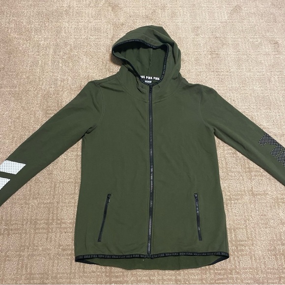 PINK Victoria's Secret Tops - {Victoria’s Secret | PINK} Green Hooded Zip Up Sweatshirt ~ Size Small